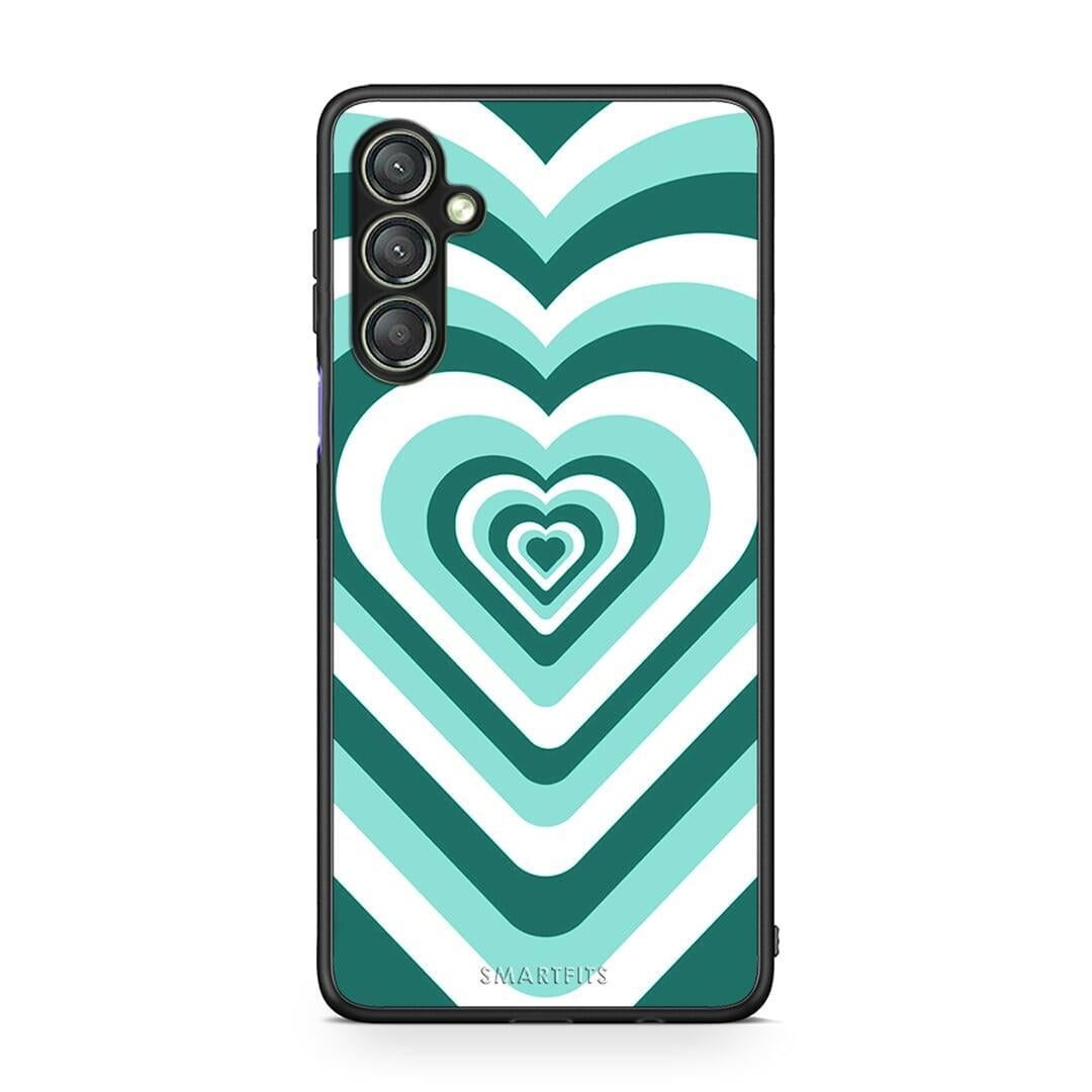 Θήκη Samsung Galaxy A24 4G Green Hearts από τη Smartfits με σχέδιο στο πίσω μέρος και μαύρο περίβλημα | Samsung Galaxy A24 4G Green Hearts Case with Colorful Back and Black Bezels