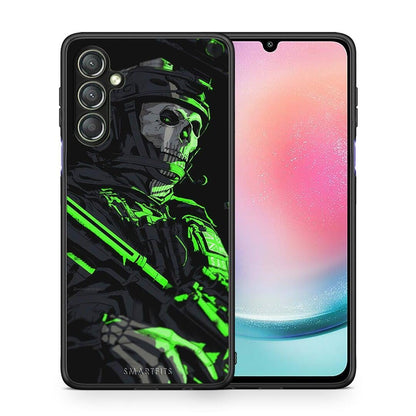 Θήκη Samsung Galaxy A24 4G Green Soldier από τη Smartfits με σχέδιο στο πίσω μέρος και μαύρο περίβλημα | Samsung Galaxy A24 4G Green Soldier Case with Colorful Back and Black Bezels