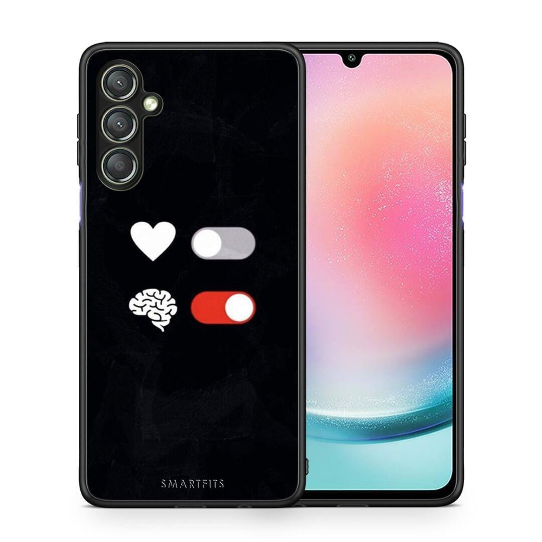 Θήκη Samsung Galaxy A24 4G Heart Vs Brain από τη Smartfits με σχέδιο στο πίσω μέρος και μαύρο περίβλημα | Samsung Galaxy A24 4G Heart Vs Brain Case with Colorful Back and Black Bezels