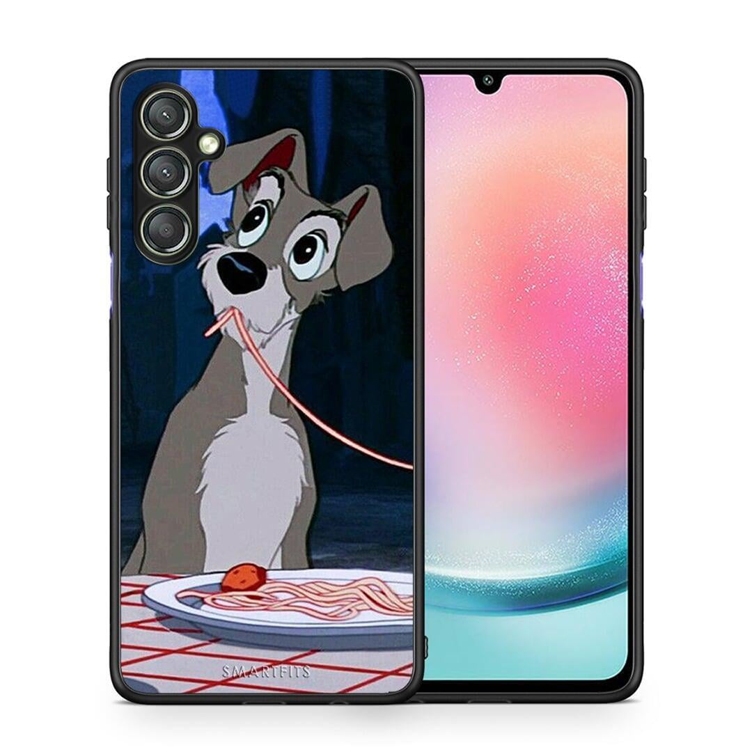 Θήκη Samsung Galaxy A24 4G Lady And Tramp 1 από τη Smartfits με σχέδιο στο πίσω μέρος και μαύρο περίβλημα | Samsung Galaxy A24 4G Lady And Tramp 1 Case with Colorful Back and Black Bezels