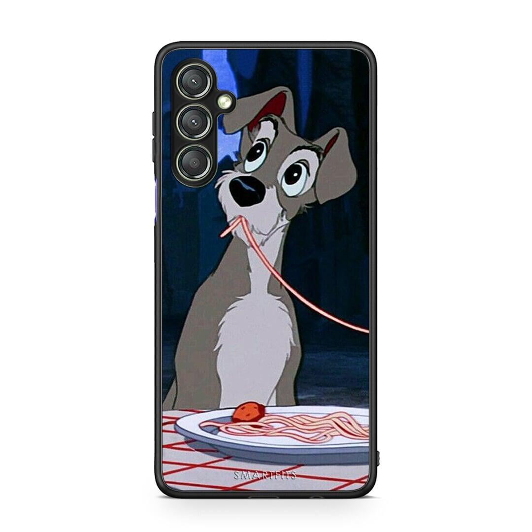 Θήκη Samsung Galaxy A24 4G Lady And Tramp 1 από τη Smartfits με σχέδιο στο πίσω μέρος και μαύρο περίβλημα | Samsung Galaxy A24 4G Lady And Tramp 1 Case with Colorful Back and Black Bezels
