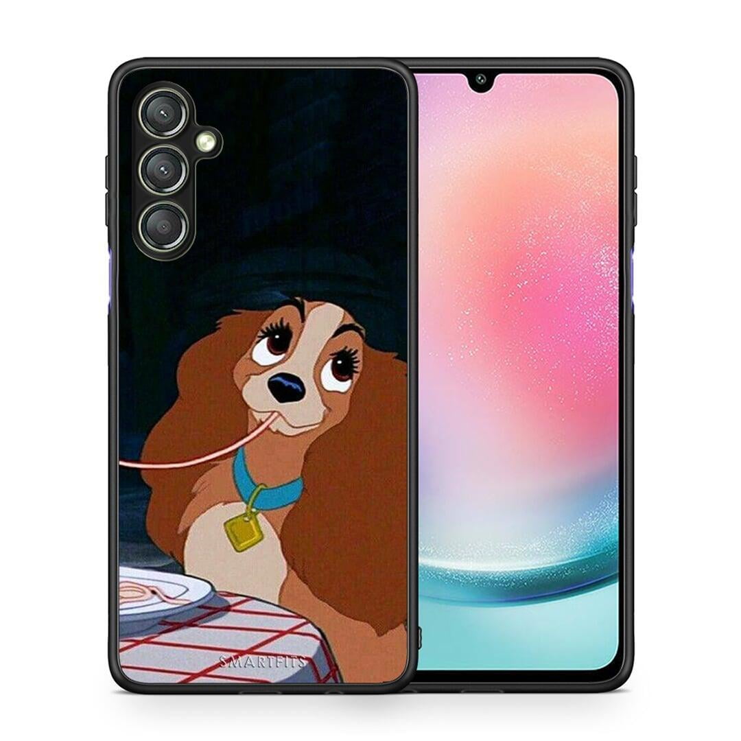 Θήκη Samsung Galaxy A24 4G Lady And Tramp 2 από τη Smartfits με σχέδιο στο πίσω μέρος και μαύρο περίβλημα | Samsung Galaxy A24 4G Lady And Tramp 2 Case with Colorful Back and Black Bezels