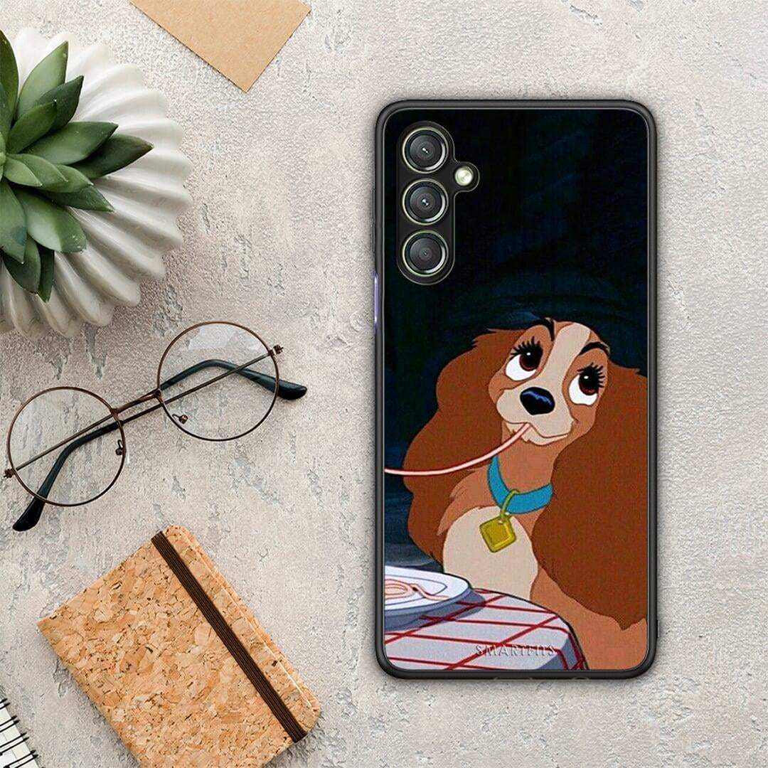 Θήκη Samsung Galaxy A24 4G Lady And Tramp 2 από τη Smartfits με σχέδιο στο πίσω μέρος και μαύρο περίβλημα | Samsung Galaxy A24 4G Lady And Tramp 2 Case with Colorful Back and Black Bezels