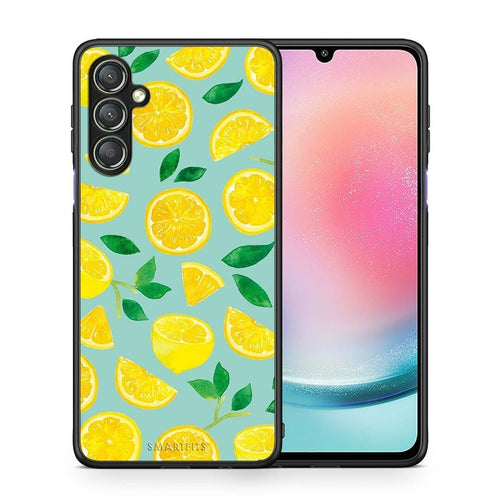Θήκη Samsung Galaxy A24 4G Lemons από τη Smartfits με σχέδιο στο πίσω μέρος και μαύρο περίβλημα | Samsung Galaxy A24 4G Lemons Case with Colorful Back and Black Bezels
