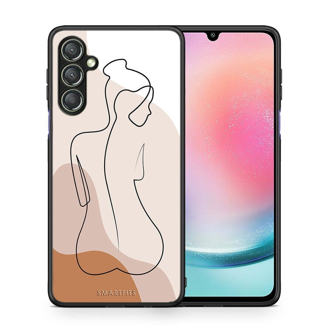 Θήκη Samsung Galaxy A24 4G LineArt Woman από τη Smartfits με σχέδιο στο πίσω μέρος και μαύρο περίβλημα | Samsung Galaxy A24 4G LineArt Woman Case with Colorful Back and Black Bezels