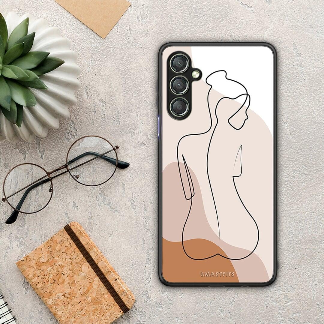 Θήκη Samsung Galaxy A24 4G LineArt Woman από τη Smartfits με σχέδιο στο πίσω μέρος και μαύρο περίβλημα | Samsung Galaxy A24 4G LineArt Woman Case with Colorful Back and Black Bezels