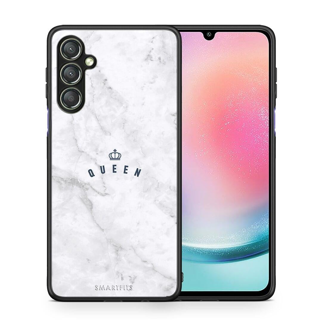 Θήκη Samsung Galaxy A24 4G Marble Queen από τη Smartfits με σχέδιο στο πίσω μέρος και μαύρο περίβλημα | Samsung Galaxy A24 4G Marble Queen Case with Colorful Back and Black Bezels