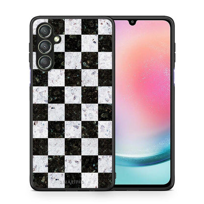 Θήκη Samsung Galaxy A24 4G Marble Square Geometric από τη Smartfits με σχέδιο στο πίσω μέρος και μαύρο περίβλημα | Samsung Galaxy A24 4G Marble Square Geometric Case with Colorful Back and Black Bezels