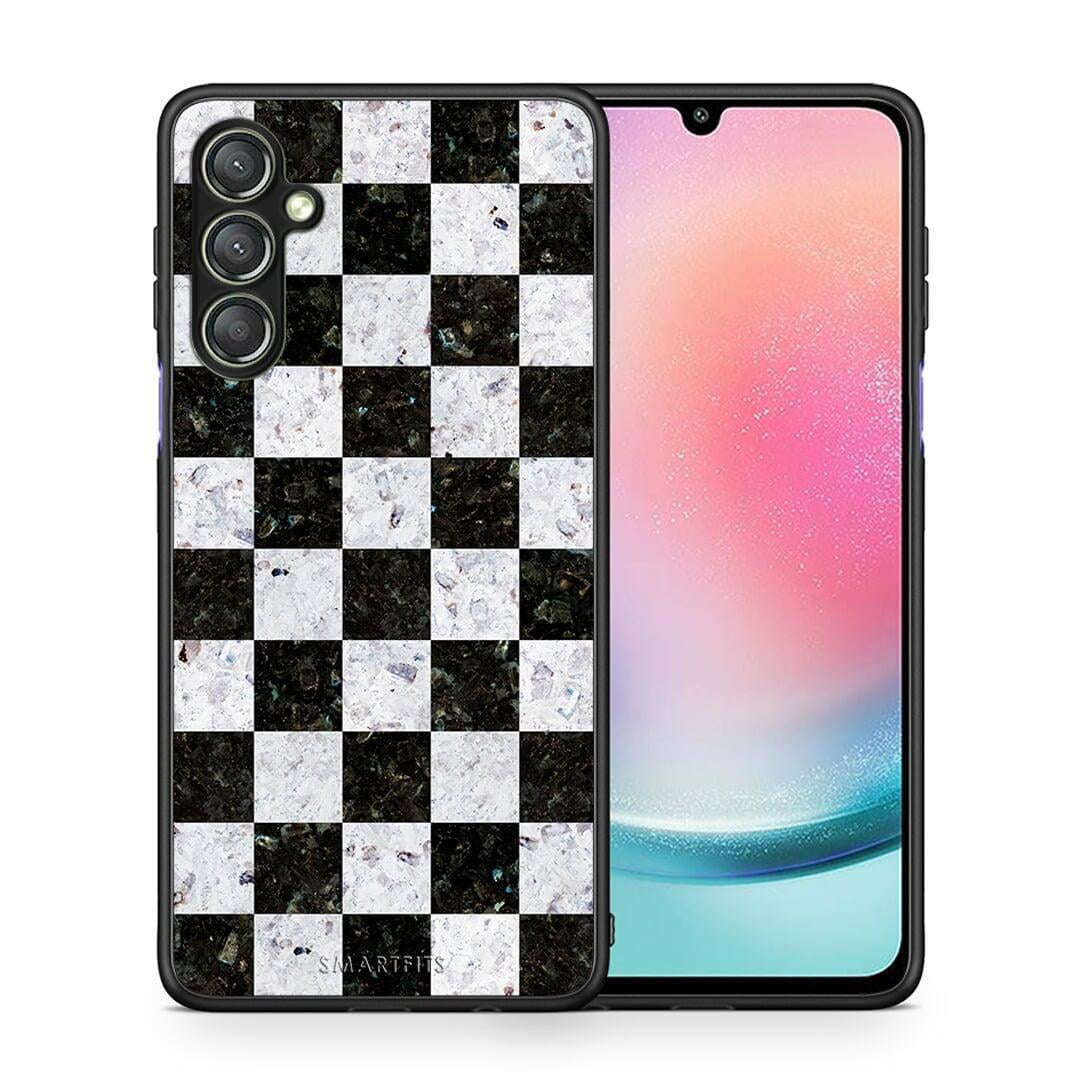 Θήκη Samsung Galaxy A24 4G Marble Square Geometric από τη Smartfits με σχέδιο στο πίσω μέρος και μαύρο περίβλημα | Samsung Galaxy A24 4G Marble Square Geometric Case with Colorful Back and Black Bezels