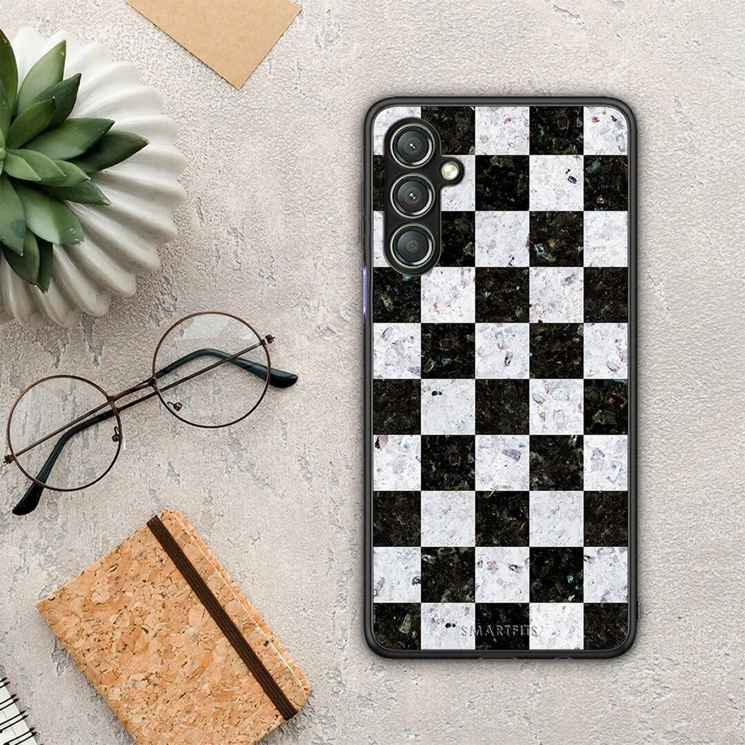 Θήκη Samsung Galaxy A24 4G Marble Square Geometric από τη Smartfits με σχέδιο στο πίσω μέρος και μαύρο περίβλημα | Samsung Galaxy A24 4G Marble Square Geometric Case with Colorful Back and Black Bezels