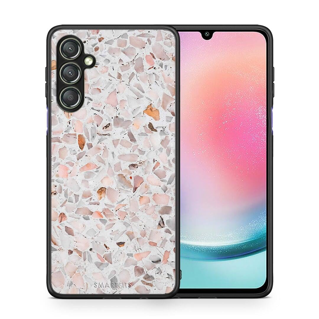 Θήκη Samsung Galaxy A24 4G Marble Terrazzo από τη Smartfits με σχέδιο στο πίσω μέρος και μαύρο περίβλημα | Samsung Galaxy A24 4G Marble Terrazzo Case with Colorful Back and Black Bezels