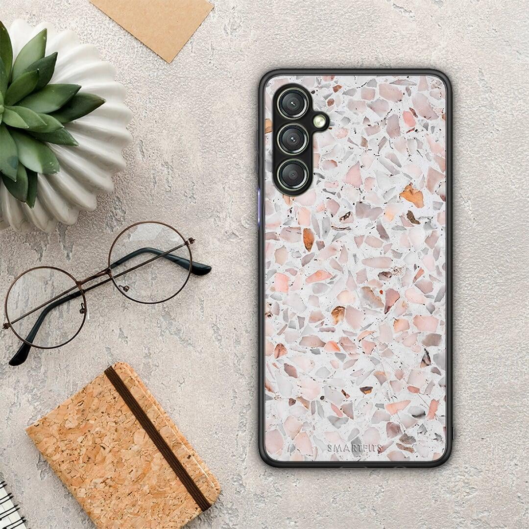 Θήκη Samsung Galaxy A24 4G Marble Terrazzo από τη Smartfits με σχέδιο στο πίσω μέρος και μαύρο περίβλημα | Samsung Galaxy A24 4G Marble Terrazzo Case with Colorful Back and Black Bezels