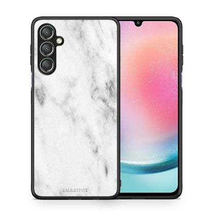 Θήκη Samsung Galaxy A24 4G Marble White από τη Smartfits με σχέδιο στο πίσω μέρος και μαύρο περίβλημα | Samsung Galaxy A24 4G Marble White Case with Colorful Back and Black Bezels