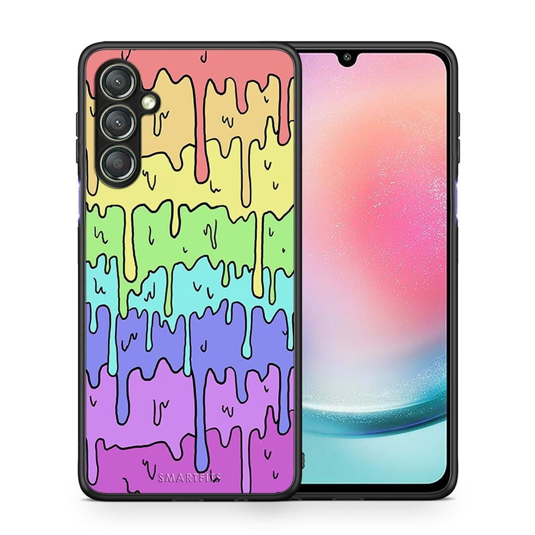 Θήκη Samsung Galaxy A24 4G Melting Rainbow από τη Smartfits με σχέδιο στο πίσω μέρος και μαύρο περίβλημα | Samsung Galaxy A24 4G Melting Rainbow Case with Colorful Back and Black Bezels