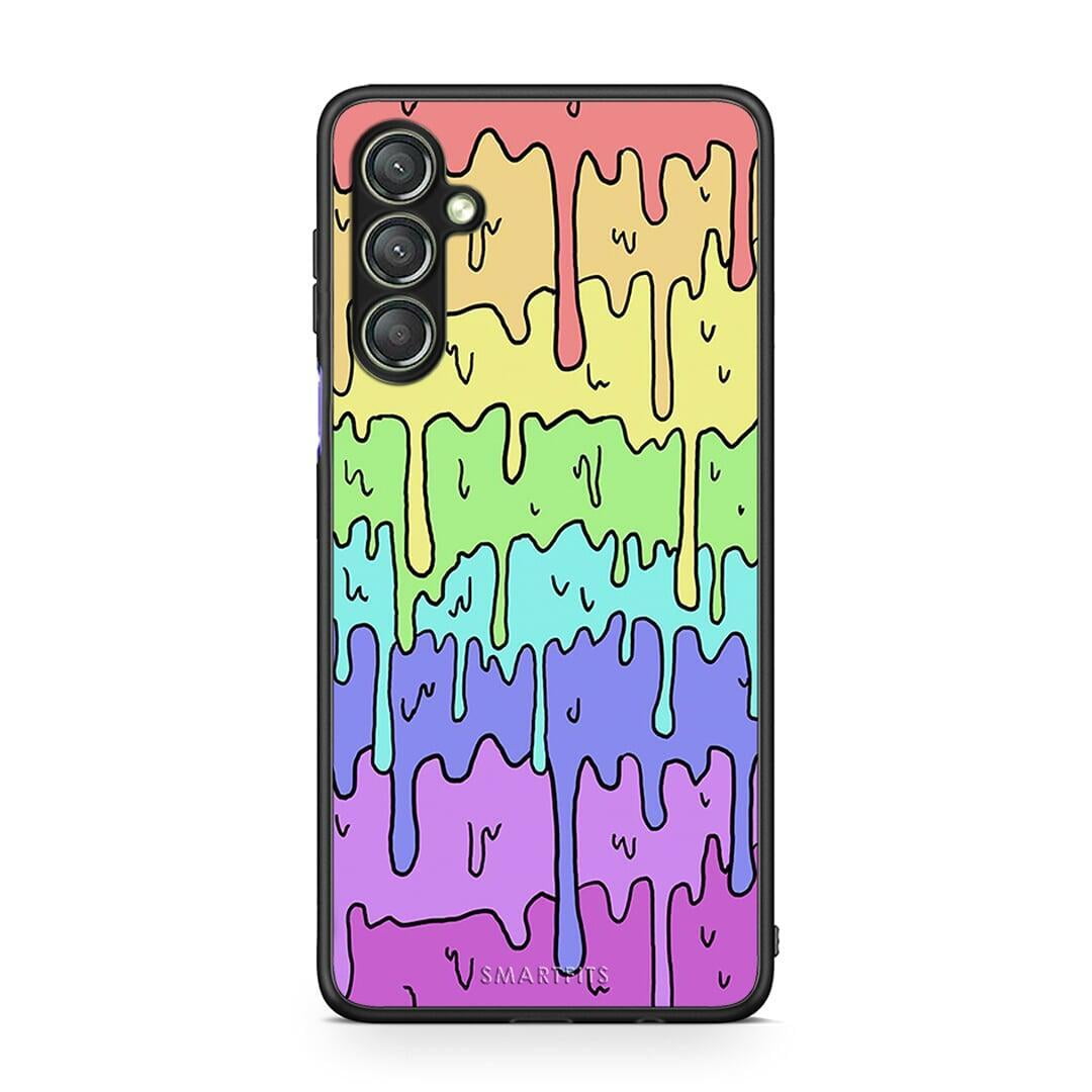 Θήκη Samsung Galaxy A24 4G Melting Rainbow από τη Smartfits με σχέδιο στο πίσω μέρος και μαύρο περίβλημα | Samsung Galaxy A24 4G Melting Rainbow Case with Colorful Back and Black Bezels