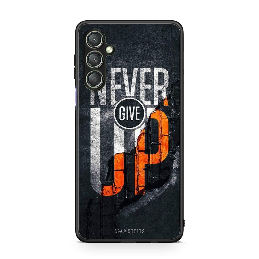 Θήκη Samsung Galaxy A24 4G Never Give Up από τη Smartfits με σχέδιο στο πίσω μέρος και μαύρο περίβλημα | Samsung Galaxy A24 4G Never Give Up Case with Colorful Back and Black Bezels