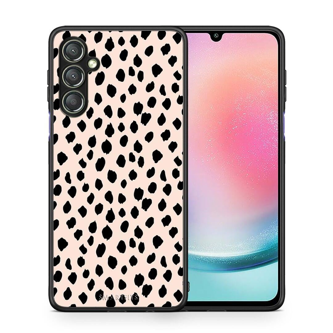 Θήκη Samsung Galaxy A24 4G New Polka Dots από τη Smartfits με σχέδιο στο πίσω μέρος και μαύρο περίβλημα | Samsung Galaxy A24 4G New Polka Dots Case with Colorful Back and Black Bezels