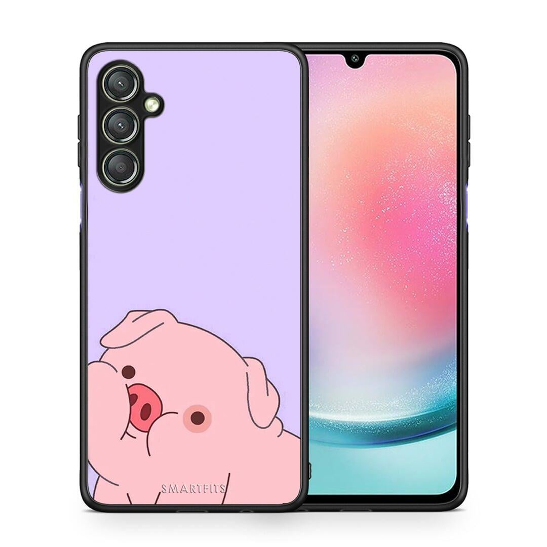 Θήκη Samsung Galaxy A24 4G Pig Love 2 από τη Smartfits με σχέδιο στο πίσω μέρος και μαύρο περίβλημα | Samsung Galaxy A24 4G Pig Love 2 Case with Colorful Back and Black Bezels