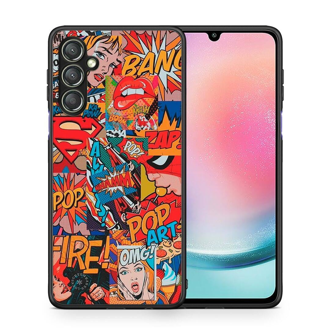 Θήκη Samsung Galaxy A24 4G PopArt OMG από τη Smartfits με σχέδιο στο πίσω μέρος και μαύρο περίβλημα | Samsung Galaxy A24 4G PopArt OMG Case with Colorful Back and Black Bezels