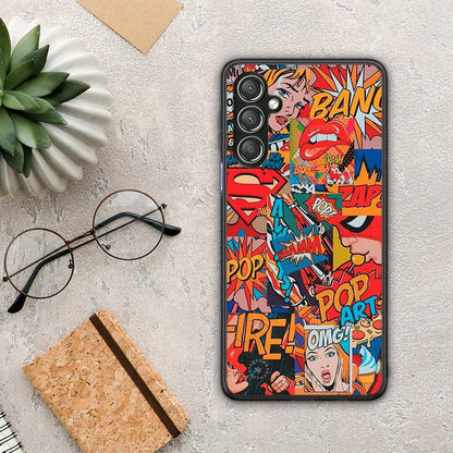 Θήκη Samsung Galaxy A24 4G PopArt OMG από τη Smartfits με σχέδιο στο πίσω μέρος και μαύρο περίβλημα | Samsung Galaxy A24 4G PopArt OMG Case with Colorful Back and Black Bezels