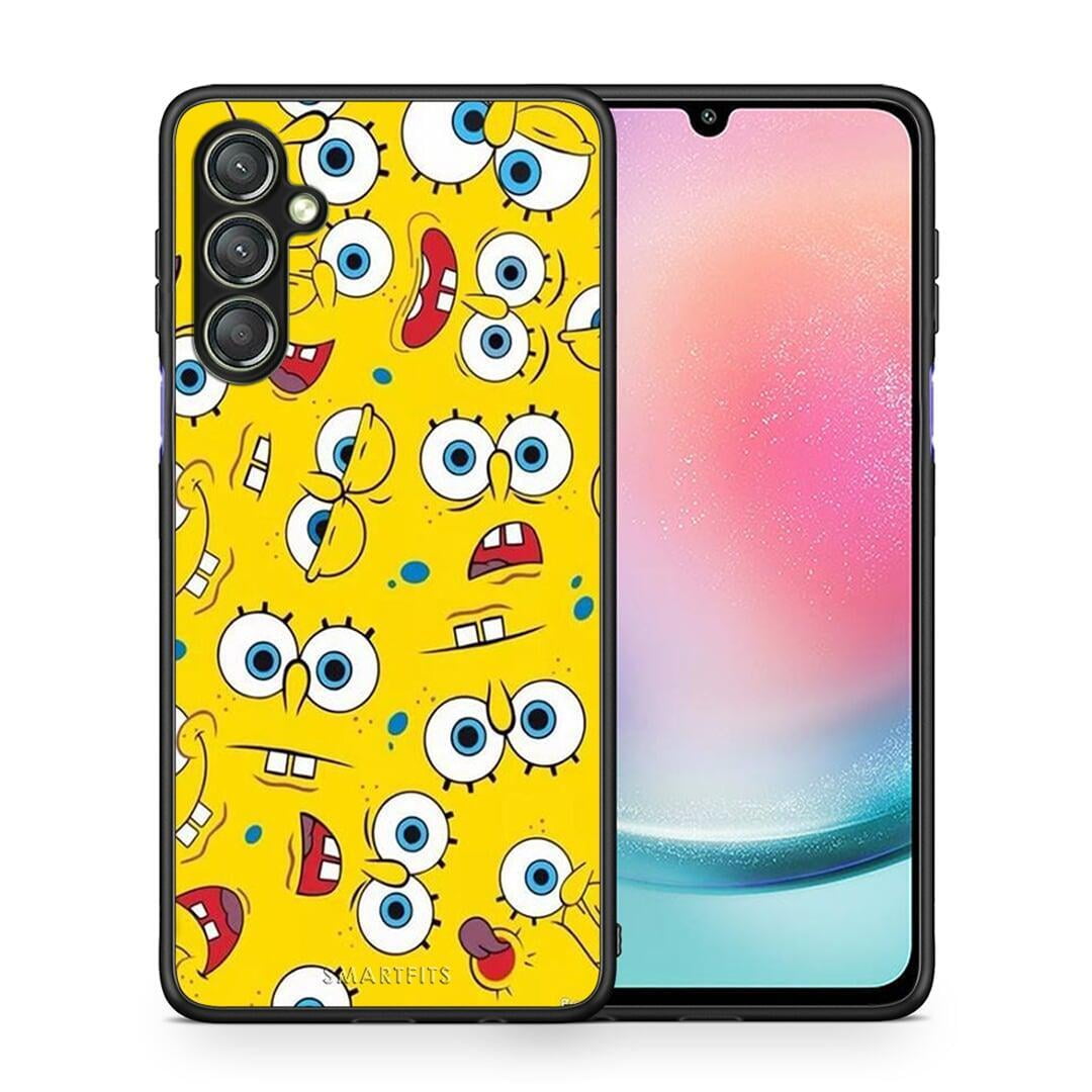 Θήκη Samsung Galaxy A24 4G PopArt Sponge από τη Smartfits με σχέδιο στο πίσω μέρος και μαύρο περίβλημα | Samsung Galaxy A24 4G PopArt Sponge Case with Colorful Back and Black Bezels