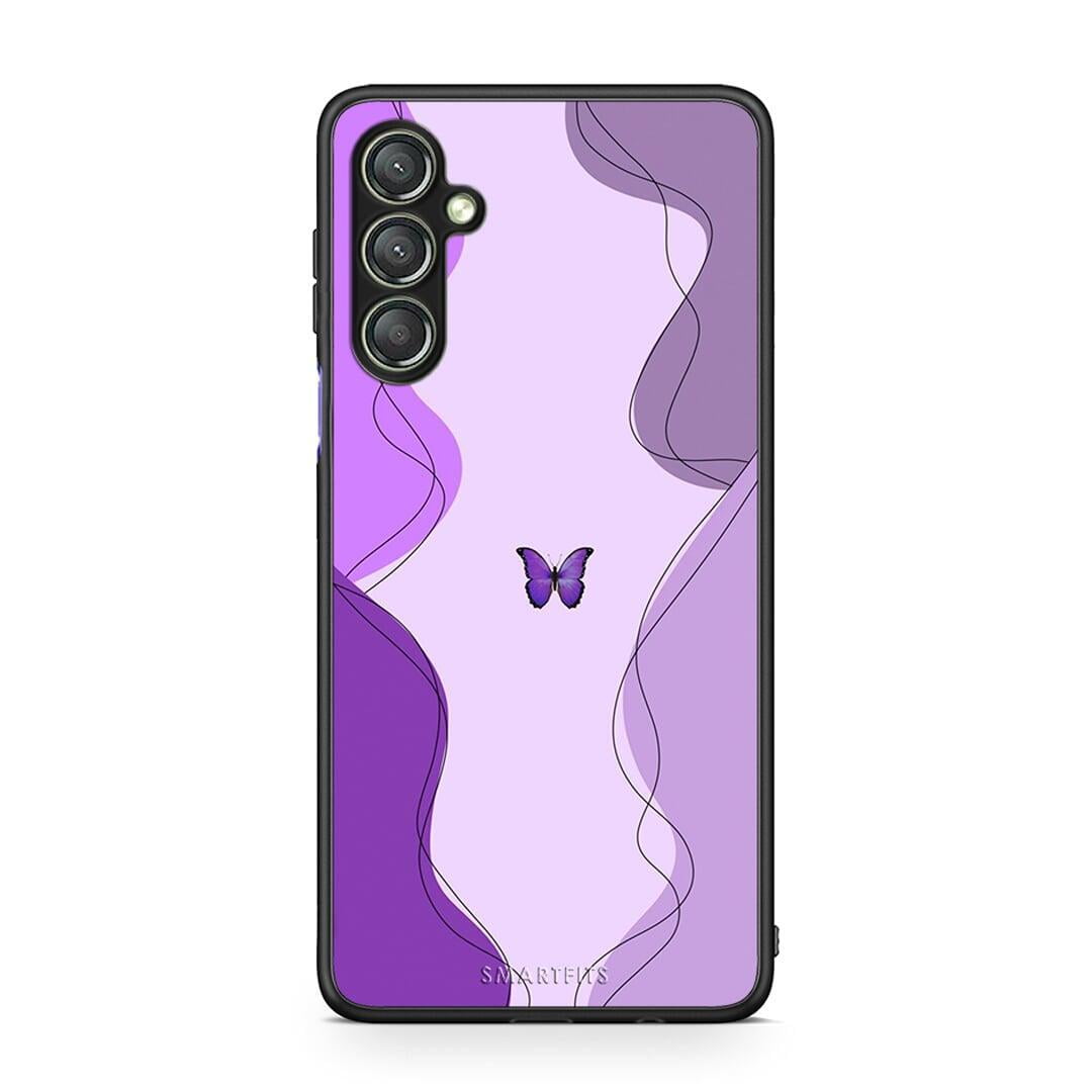 Θήκη Samsung Galaxy A24 4G Purple Mariposa από τη Smartfits με σχέδιο στο πίσω μέρος και μαύρο περίβλημα | Samsung Galaxy A24 4G Purple Mariposa Case with Colorful Back and Black Bezels