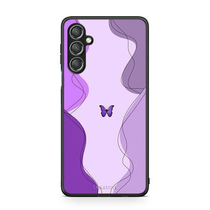 Θήκη Samsung Galaxy A24 4G Purple Mariposa από τη Smartfits με σχέδιο στο πίσω μέρος και μαύρο περίβλημα | Samsung Galaxy A24 4G Purple Mariposa Case with Colorful Back and Black Bezels
