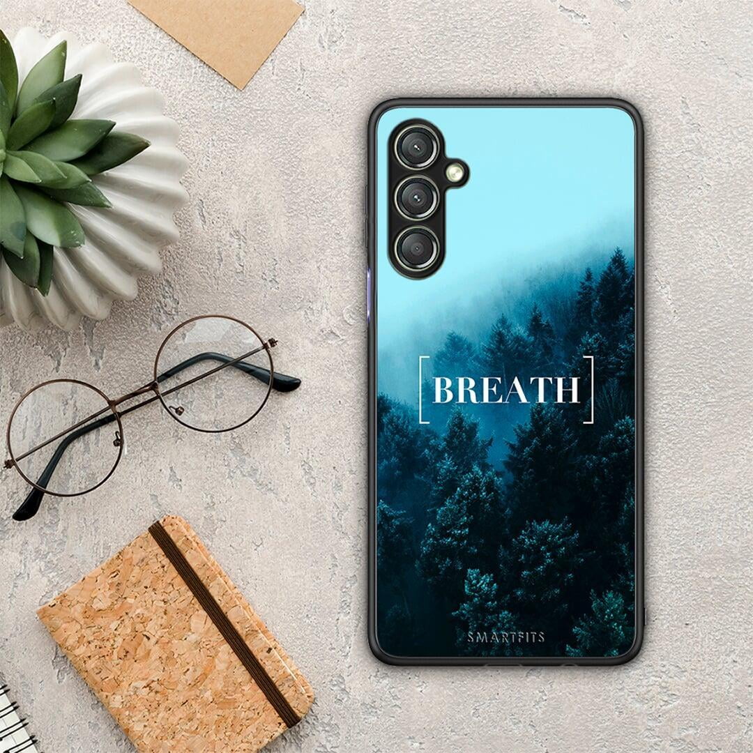 Θήκη Samsung Galaxy A24 4G Quote Breath από τη Smartfits με σχέδιο στο πίσω μέρος και μαύρο περίβλημα | Samsung Galaxy A24 4G Quote Breath Case with Colorful Back and Black Bezels