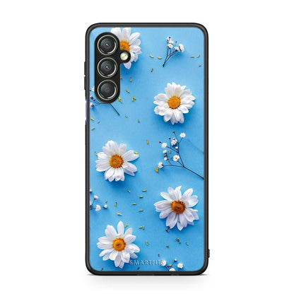 Θήκη Samsung Galaxy A24 4G Real Daisies από τη Smartfits με σχέδιο στο πίσω μέρος και μαύρο περίβλημα | Samsung Galaxy A24 4G Real Daisies Case with Colorful Back and Black Bezels