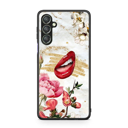 Θήκη Samsung Galaxy A24 4G Red Lips από τη Smartfits με σχέδιο στο πίσω μέρος και μαύρο περίβλημα | Samsung Galaxy A24 4G Red Lips Case with Colorful Back and Black Bezels