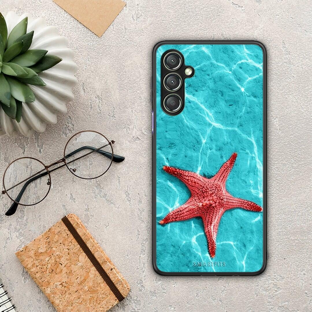 Θήκη Samsung Galaxy A24 4G Red Starfish από τη Smartfits με σχέδιο στο πίσω μέρος και μαύρο περίβλημα | Samsung Galaxy A24 4G Red Starfish Case with Colorful Back and Black Bezels