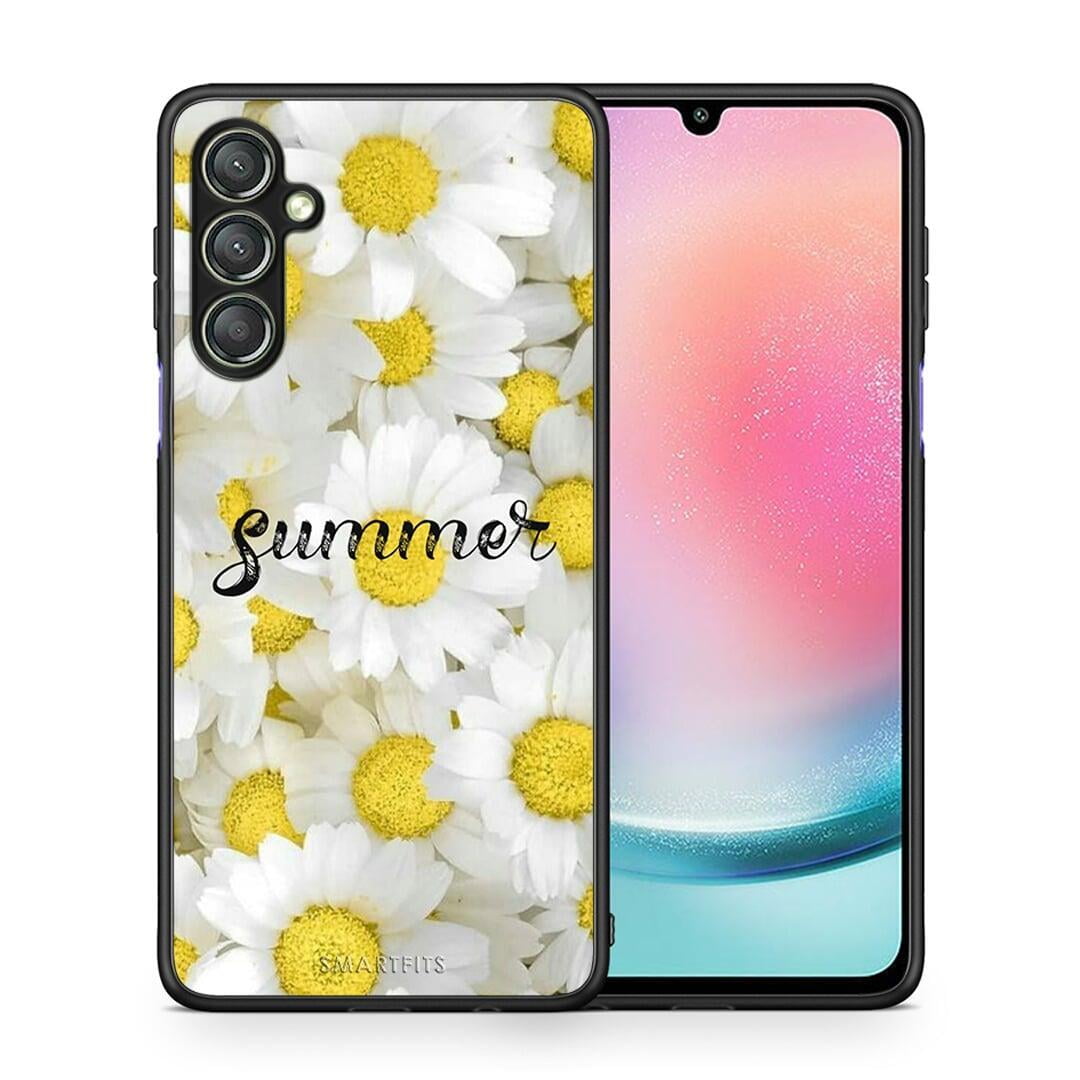 Θήκη Samsung Galaxy A24 4G Summer Daisies από τη Smartfits με σχέδιο στο πίσω μέρος και μαύρο περίβλημα | Samsung Galaxy A24 4G Summer Daisies Case with Colorful Back and Black Bezels