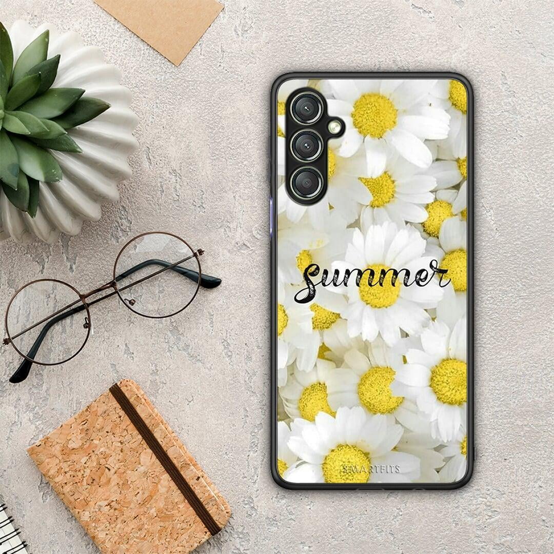 Θήκη Samsung Galaxy A24 4G Summer Daisies από τη Smartfits με σχέδιο στο πίσω μέρος και μαύρο περίβλημα | Samsung Galaxy A24 4G Summer Daisies Case with Colorful Back and Black Bezels