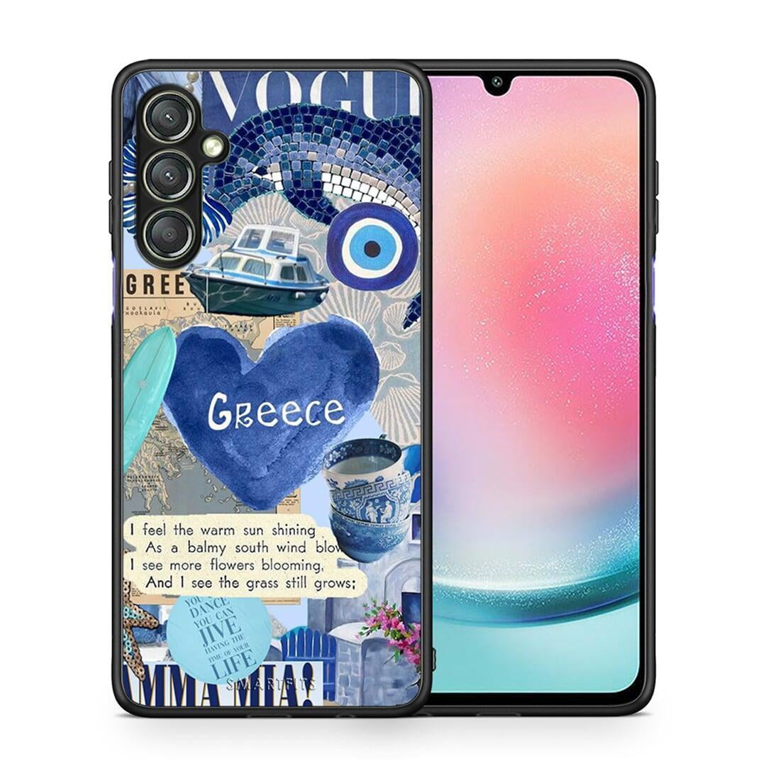 Θήκη Samsung Galaxy A24 4G Summer In Greece από τη Smartfits με σχέδιο στο πίσω μέρος και μαύρο περίβλημα | Samsung Galaxy A24 4G Summer In Greece Case with Colorful Back and Black Bezels