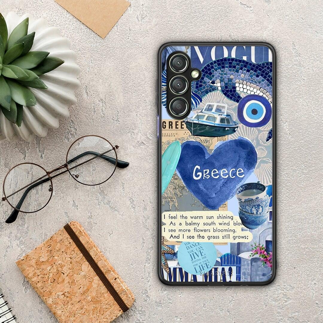 Θήκη Samsung Galaxy A24 4G Summer In Greece από τη Smartfits με σχέδιο στο πίσω μέρος και μαύρο περίβλημα | Samsung Galaxy A24 4G Summer In Greece Case with Colorful Back and Black Bezels