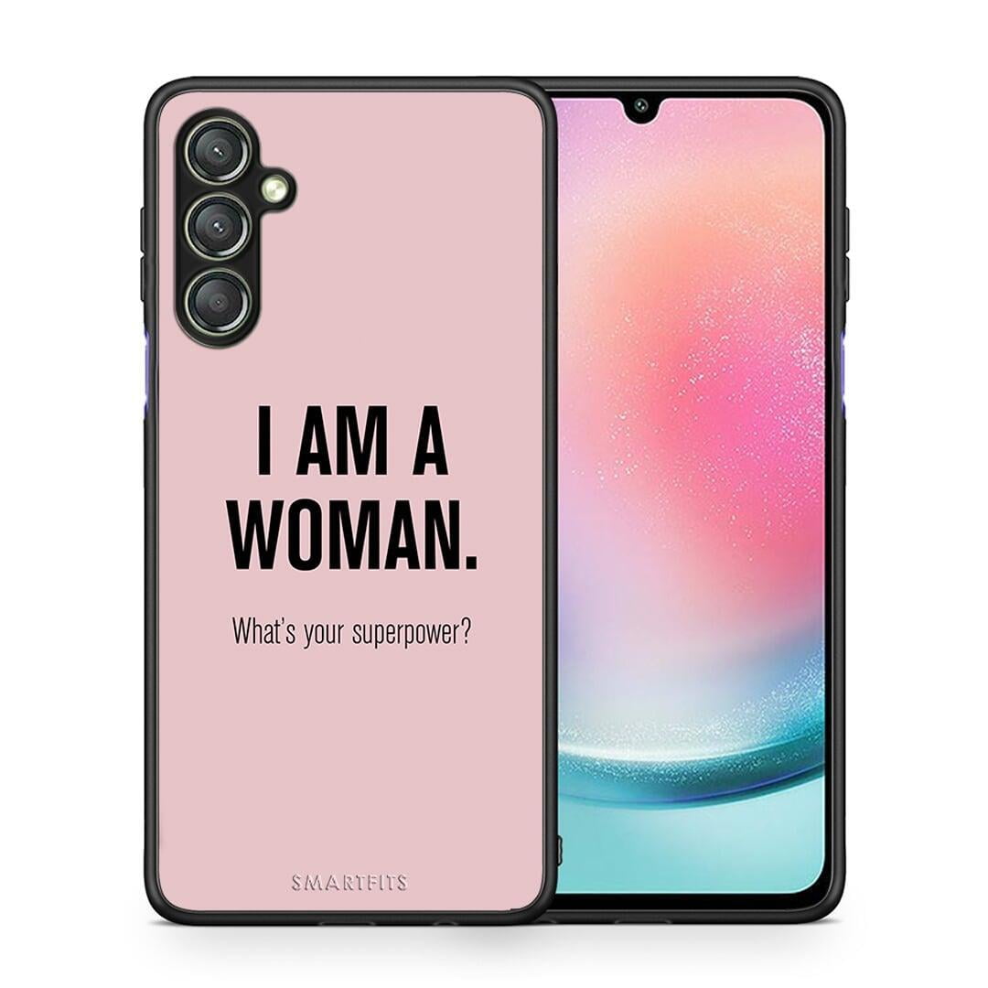 Θήκη Samsung Galaxy A24 4G Superpower Woman από τη Smartfits με σχέδιο στο πίσω μέρος και μαύρο περίβλημα | Samsung Galaxy A24 4G Superpower Woman Case with Colorful Back and Black Bezels