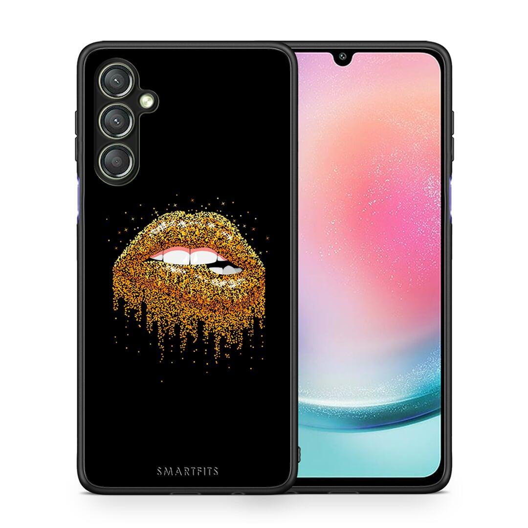 Θήκη Samsung Galaxy A24 4G Valentine Golden από τη Smartfits με σχέδιο στο πίσω μέρος και μαύρο περίβλημα | Samsung Galaxy A24 4G Valentine Golden Case with Colorful Back and Black Bezels