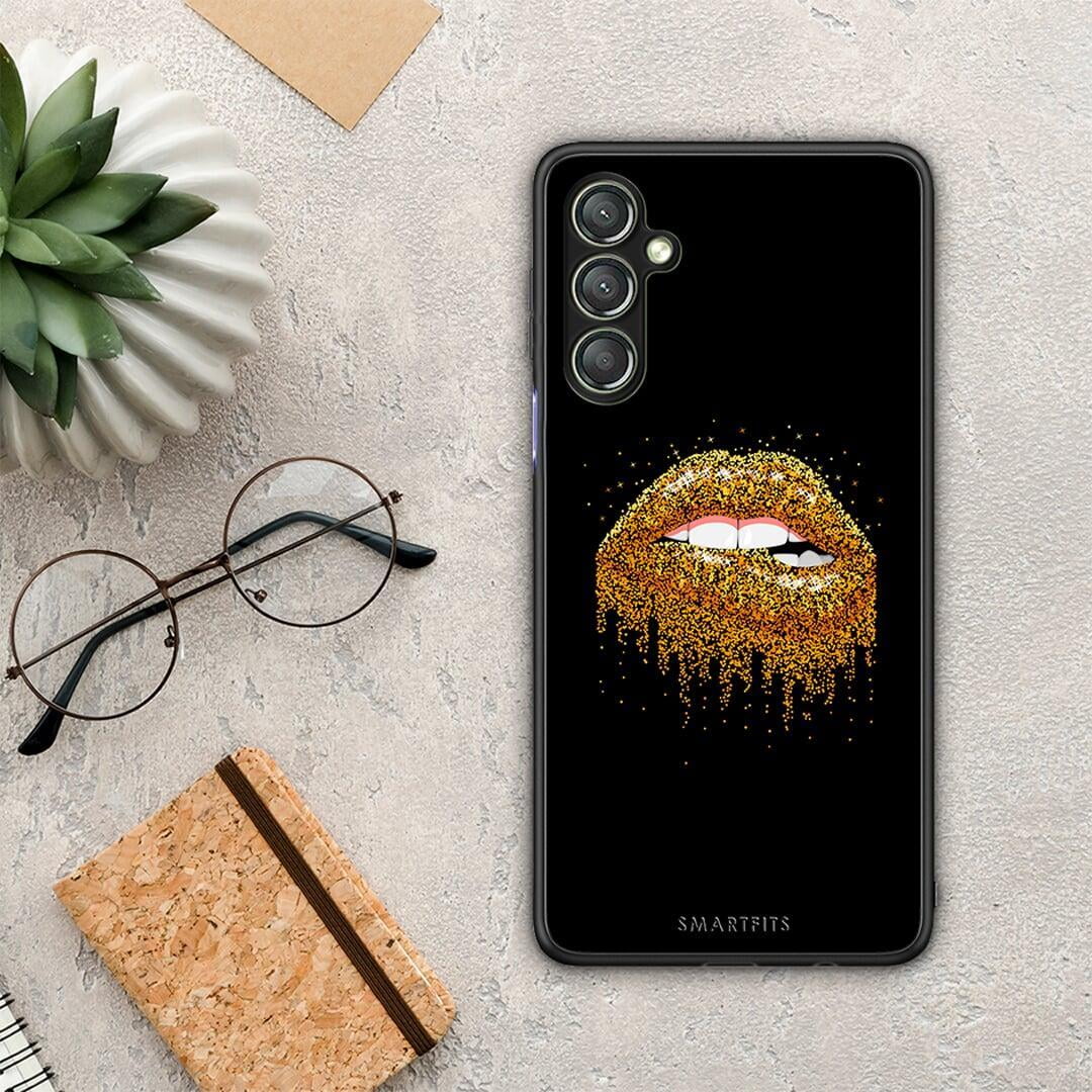 Θήκη Samsung Galaxy A24 4G Valentine Golden από τη Smartfits με σχέδιο στο πίσω μέρος και μαύρο περίβλημα | Samsung Galaxy A24 4G Valentine Golden Case with Colorful Back and Black Bezels