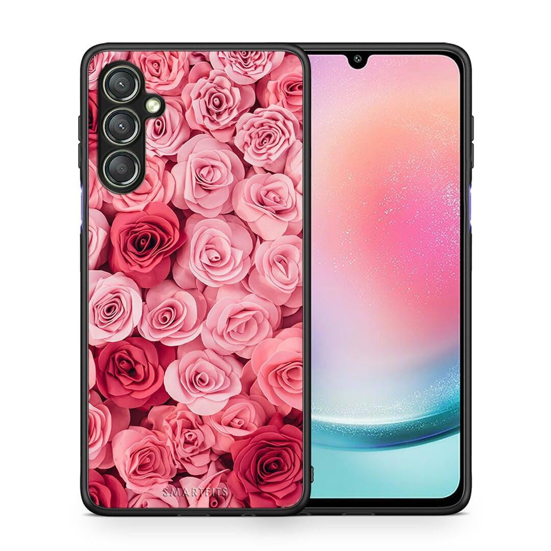 Θήκη Samsung Galaxy A24 4G Valentine RoseGarden από τη Smartfits με σχέδιο στο πίσω μέρος και μαύρο περίβλημα | Samsung Galaxy A24 4G Valentine RoseGarden Case with Colorful Back and Black Bezels