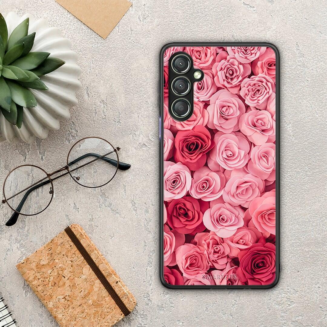 Θήκη Samsung Galaxy A24 4G Valentine RoseGarden από τη Smartfits με σχέδιο στο πίσω μέρος και μαύρο περίβλημα | Samsung Galaxy A24 4G Valentine RoseGarden Case with Colorful Back and Black Bezels