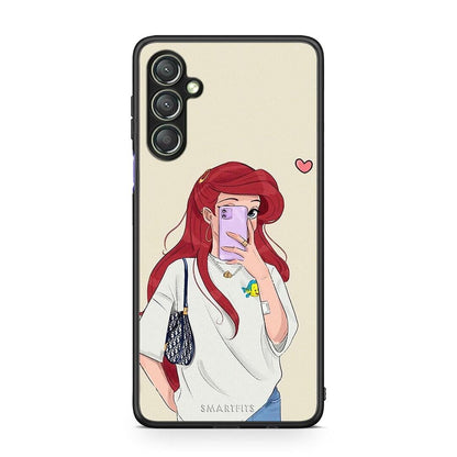 Θήκη Samsung Galaxy A24 4G Walking Mermaid από τη Smartfits με σχέδιο στο πίσω μέρος και μαύρο περίβλημα | Samsung Galaxy A24 4G Walking Mermaid Case with Colorful Back and Black Bezels