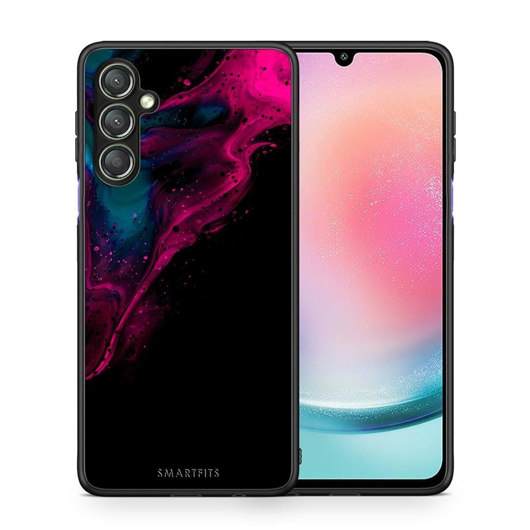 Θήκη Samsung Galaxy A24 4G Watercolor Pink Black από τη Smartfits με σχέδιο στο πίσω μέρος και μαύρο περίβλημα | Samsung Galaxy A24 4G Watercolor Pink Black Case with Colorful Back and Black Bezels