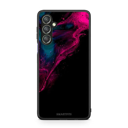 Θήκη Samsung Galaxy A24 4G Watercolor Pink Black από τη Smartfits με σχέδιο στο πίσω μέρος και μαύρο περίβλημα | Samsung Galaxy A24 4G Watercolor Pink Black Case with Colorful Back and Black Bezels