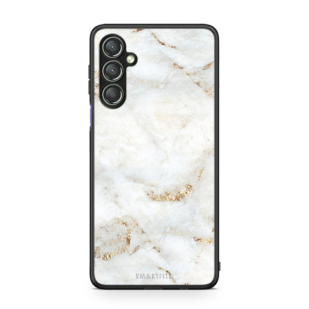 Θήκη Samsung Galaxy A24 4G White Gold Marble από τη Smartfits με σχέδιο στο πίσω μέρος και μαύρο περίβλημα | Samsung Galaxy A24 4G White Gold Marble Case with Colorful Back and Black Bezels