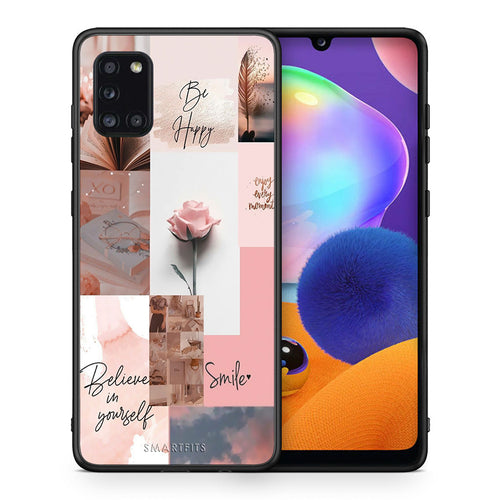 Θήκη Samsung Galaxy A31 Aesthetic Collage από τη Smartfits με σχέδιο στο πίσω μέρος και μαύρο περίβλημα | Samsung Galaxy A31 Aesthetic Collage case with colorful back and black bezels