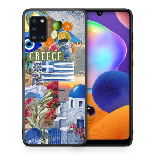 Θήκη Samsung Galaxy A31 All Greek από τη Smartfits με σχέδιο στο πίσω μέρος και μαύρο περίβλημα | Samsung Galaxy A31 All Greek case with colorful back and black bezels