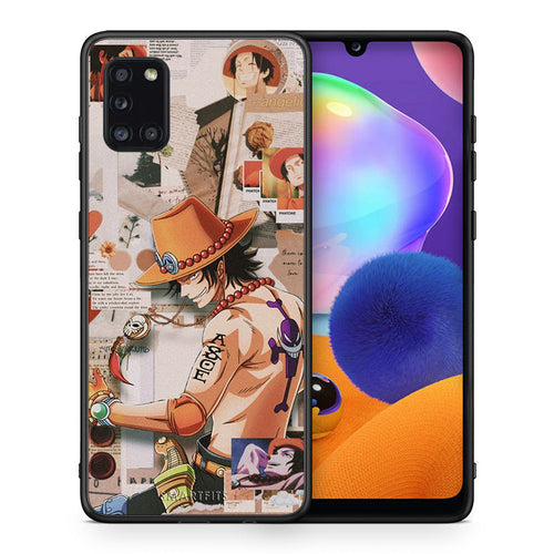 Θήκη Samsung Galaxy A31 Anime Collage από τη Smartfits με σχέδιο στο πίσω μέρος και μαύρο περίβλημα | Samsung Galaxy A31 Anime Collage case with colorful back and black bezels