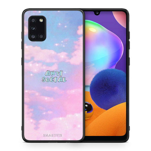 Θήκη Αγίου Βαλεντίνου Samsung Galaxy A31 Anti Social από τη Smartfits με σχέδιο στο πίσω μέρος και μαύρο περίβλημα | Samsung Galaxy A31 Anti Social case with colorful back and black bezels