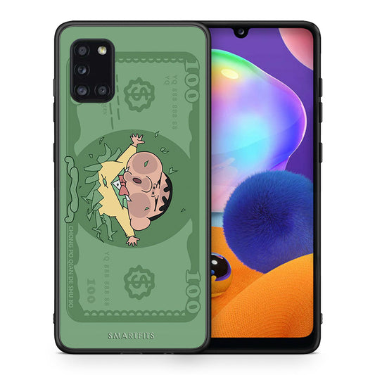 Θήκη Αγίου Βαλεντίνου Samsung Galaxy A31 Big Money από τη Smartfits με σχέδιο στο πίσω μέρος και μαύρο περίβλημα | Samsung Galaxy A31 Big Money case with colorful back and black bezels