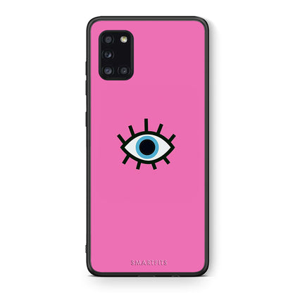 Θήκη Samsung Galaxy A31 Blue Eye Pink από τη Smartfits με σχέδιο στο πίσω μέρος και μαύρο περίβλημα | Samsung Galaxy A31 Blue Eye Pink case with colorful back and black bezels